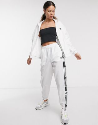all white adidas track pants