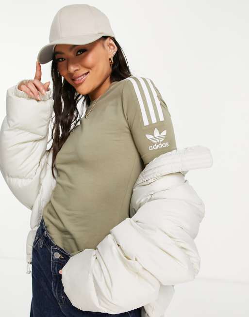 Adidas originals t shirt womens khaki deals