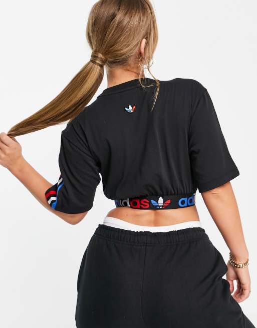 Adidas logo crop top store
