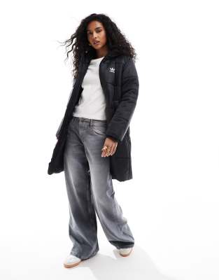 adidas Originals Adicolor Long Puffer jacket in black