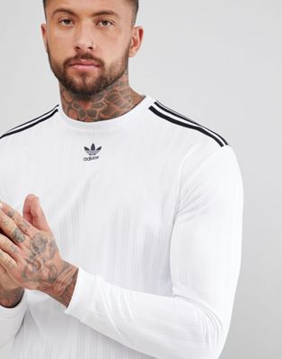 adidas originals adicolor long sleeve football jersey in white