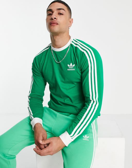 adidas Originals adicolor Maglietta verde a maniche lunghe con