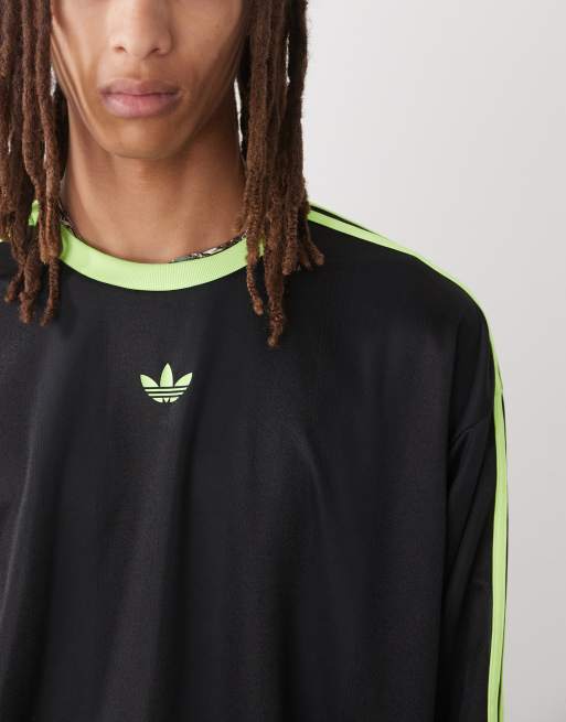 adidas Originals - Adicolor - Maillot de sport à manches longues en jacquard - Noir/vert, 2 de 4