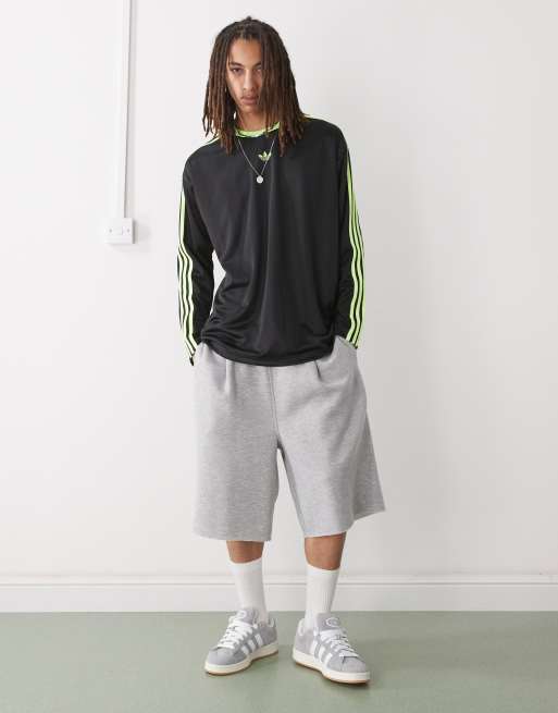 adidas Originals - Adicolor - Maillot de sport à manches longues en jacquard - Noir/vert, 3 de 4