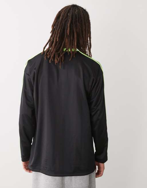 adidas Originals - Adicolor - Maillot de sport à manches longues en jacquard - Noir/vert, 4 de 4