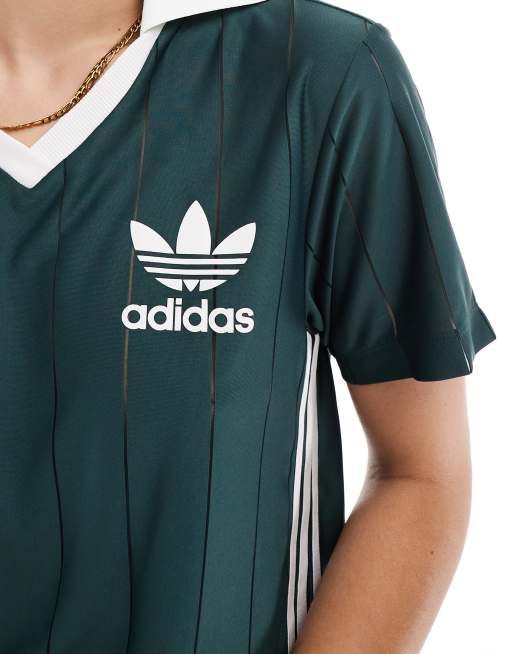 adidas Originals Adicolor Nadelstreifenkleid in Grun mit den 3 Streifen ASOS