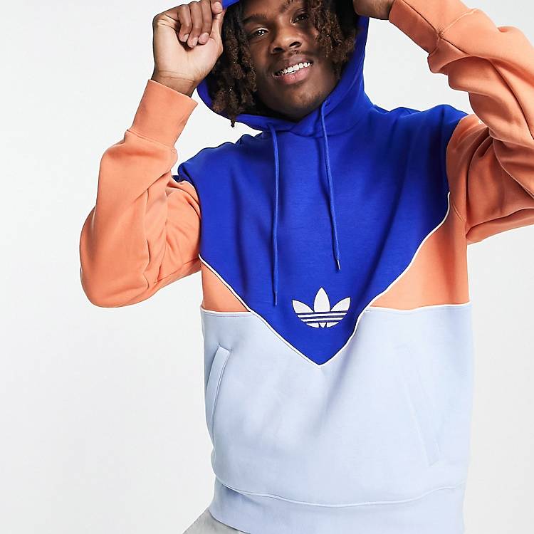 adidas Originals adicolor Next Colorado block hoodie in blue and orange