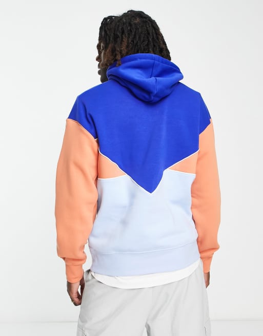 adidas Originals adicolor boyfriend fit color block logo hoodie in blue