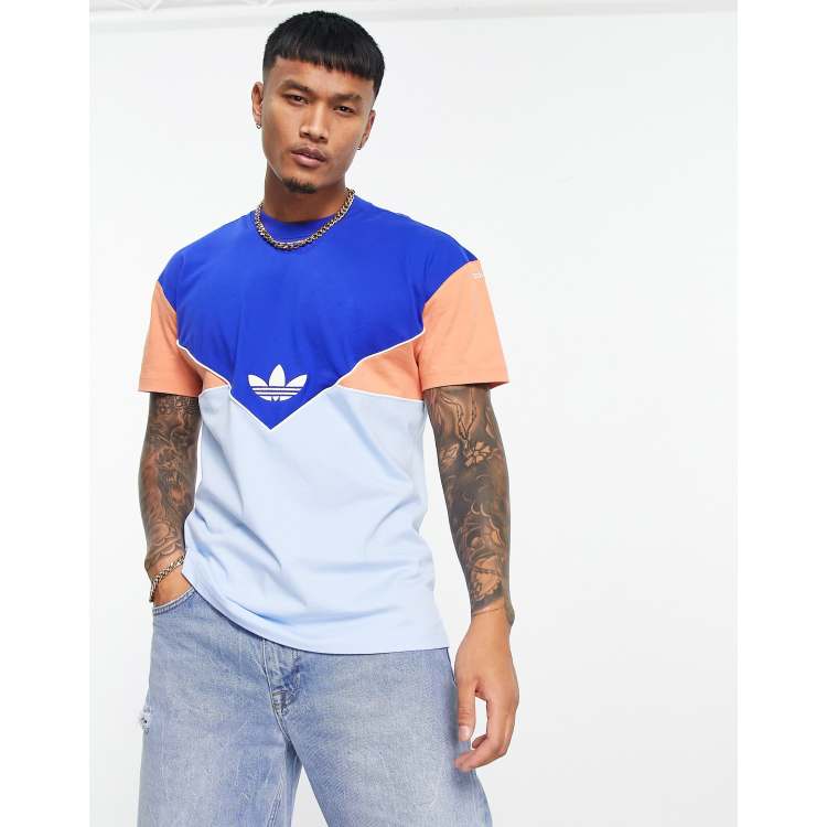 adidas Originals adicolor Next color block t-shirt in blue orange |