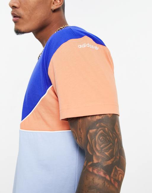 adidas Originals Next Colorado color block t-shirt in blue and orange | ASOS