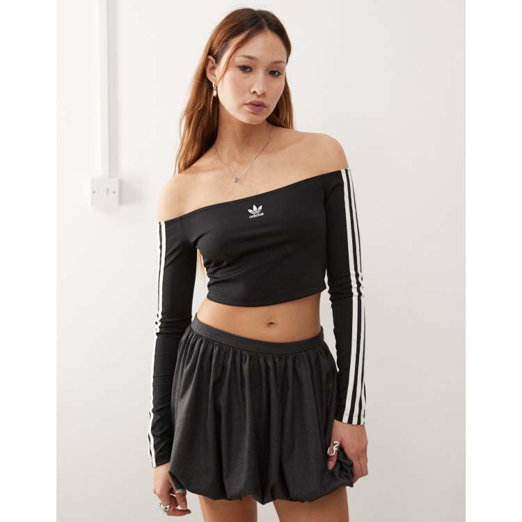 adidas Originals Adicolor Off Shoulder Long Sleeve Tee in