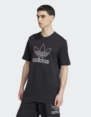 adidas Originals Adicolor outline trefoil tee in black