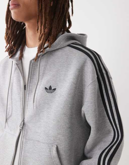 adidas Originals – adicolor – Oversize-Kapuzenpullover in Mittelgrau meliert, 3 von 4