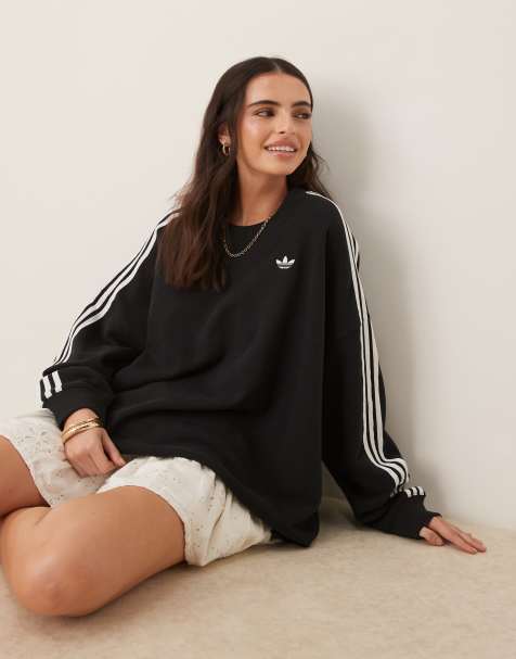 adidas Originals – Adicolor – Oversize-Sweatshirt in Schwarz mit 3 Streifen - view 1