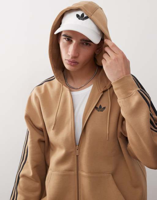 adidas Originals - adicolor - Oversized hoodie met rits in kartonbruin / zwart