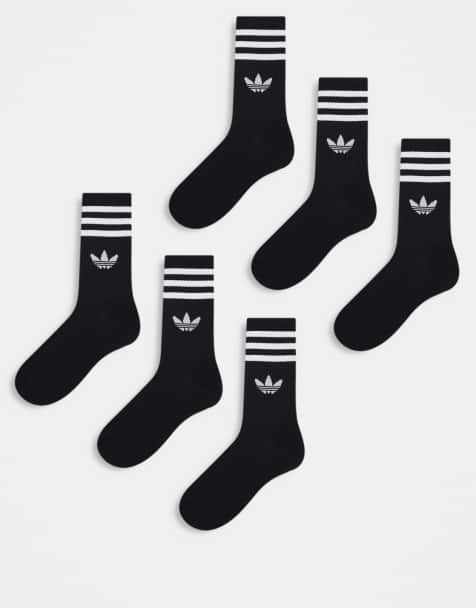 adidas Originals - adicolor - Pakke med 6 par sorte sportssokker med trekløverlogo - view 1