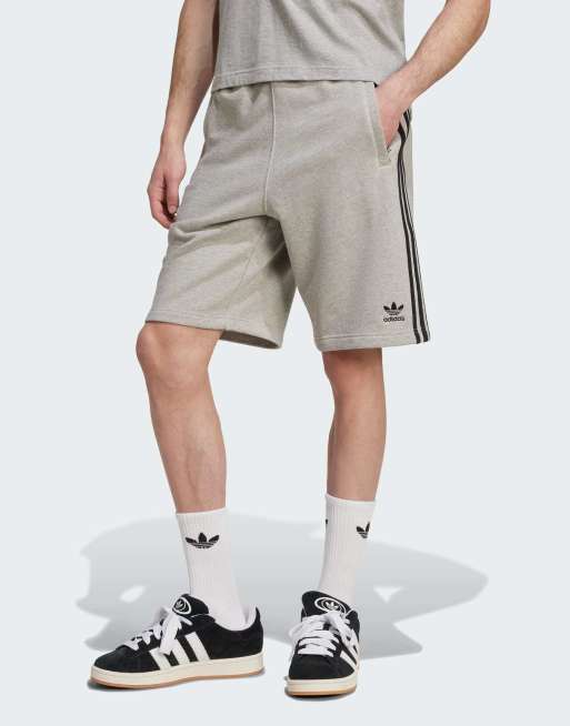adidas Originals - Adicolor - Pantaloncini grigio medio mélange e nero con 3 strisce