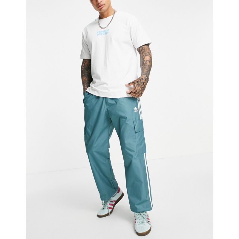 ZIIuJ Pantaloni e leggings adidas Originals - adicolor - Pantaloni cargo con tre strisce, colore verde smeraldo