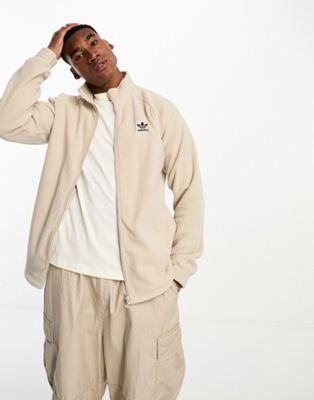 adidas Originals adicolor classics small logo full zip fleece in beige - ASOS Price Checker