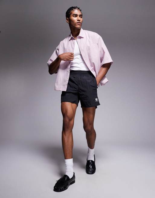 adidas Originals adicolor polyester 3 shorter ASOS black stripe in | shorts