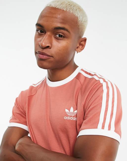 adidas Originals – adicolor – Pomarańczowy T-shirt z 3 paskami
