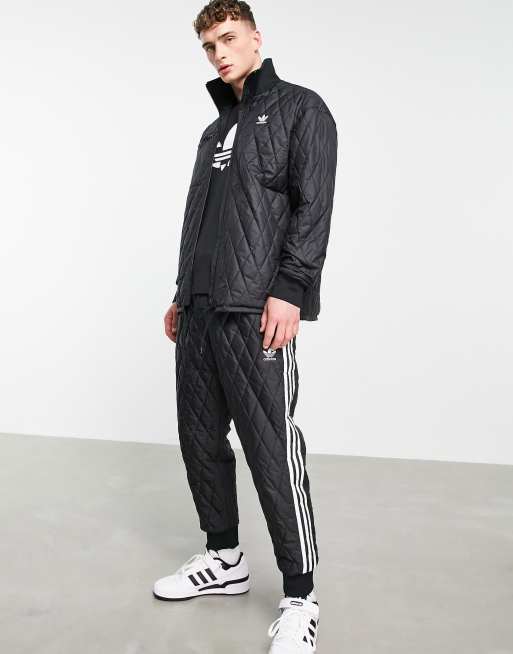 adidas Originals adicolor quilted zip through jacket in black