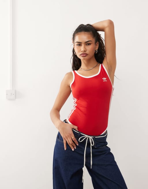 adidas Originals - Adicolor - Rød bodystocking med 3 striber