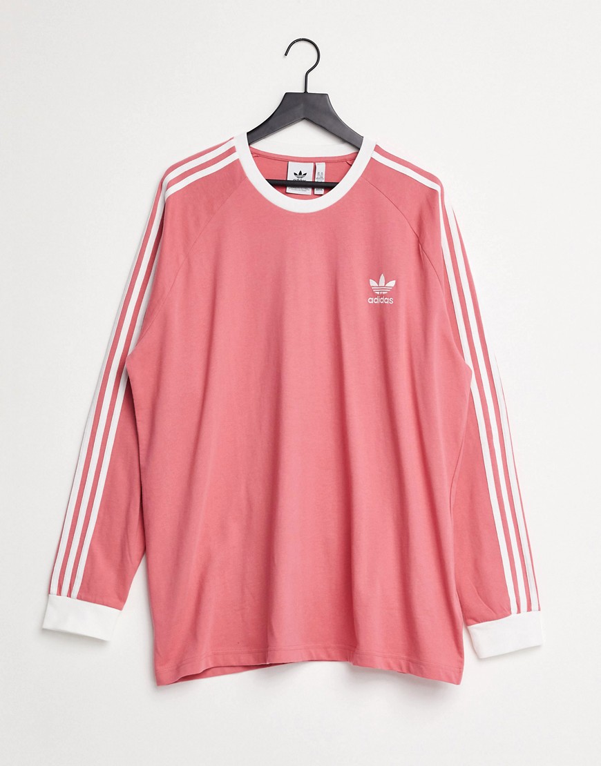 adidas Originals – adicolor – Rosa långärmad t-shirt med tre ränder-Pink