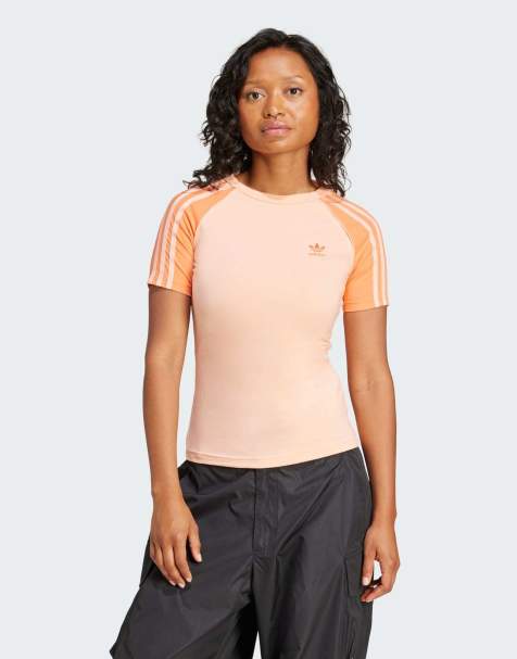 adidas Originals – Adicolor – Rosa t-shirt med raglanärmar och 3 ränder - view 1