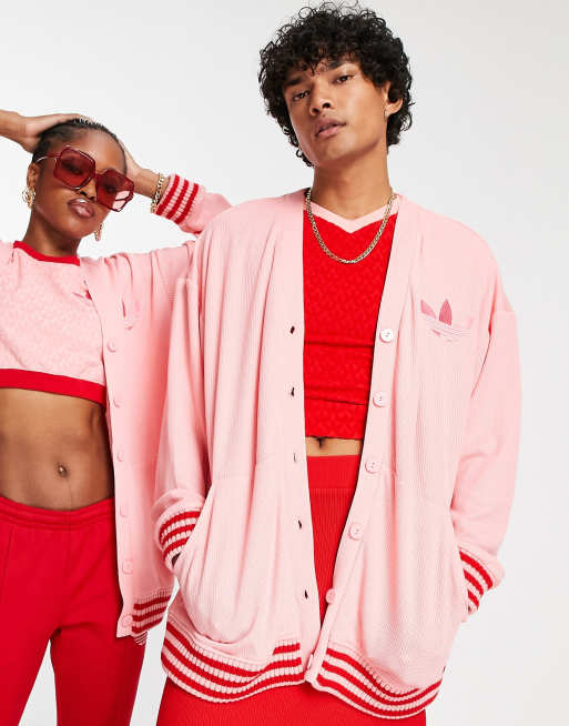 adidas Originals – adicolor – Różowy kardigan unisex w stylu lat 70