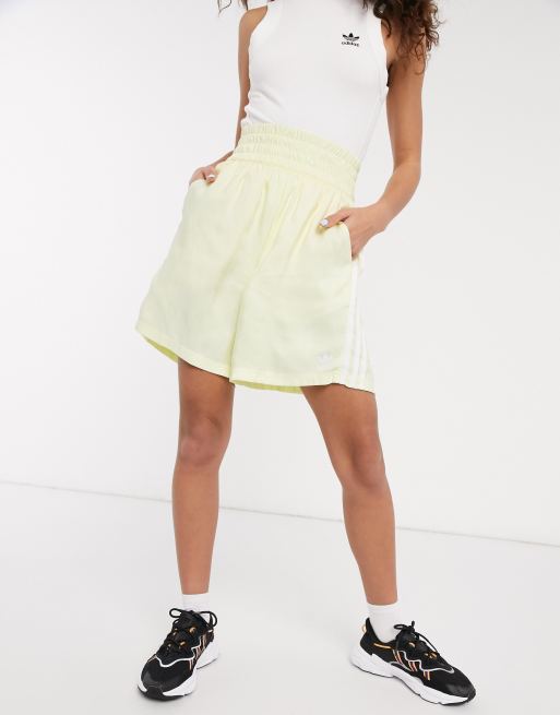 Adidas yellow satin shorts sale