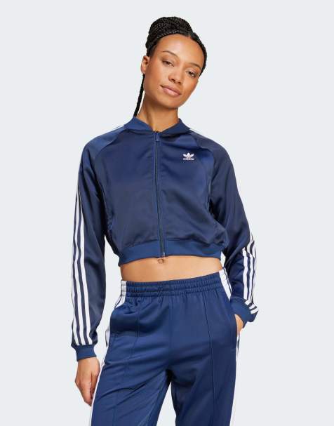 adidas Originals Adicolor satin track top in night indigo - view 1