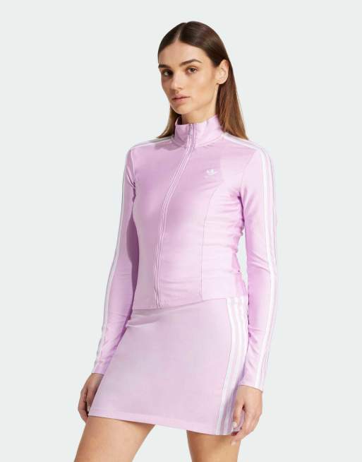 adidas Originals – Adicolor – Schmal geschnittenes Trainingsoberteil in hellem Orchideenrosa mit den 3 Streifen