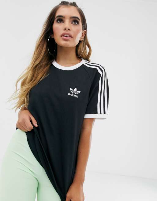 Adidas Originals Adicolor Schwarzes T Shirt Mit Drei Streifen Asos