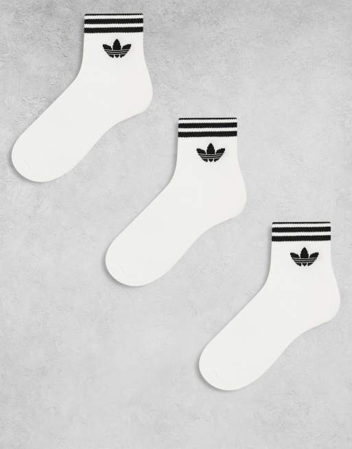 adidas Originals - adicolor - Set van 3 paar enkelsokken in wit met Trefoil-logo