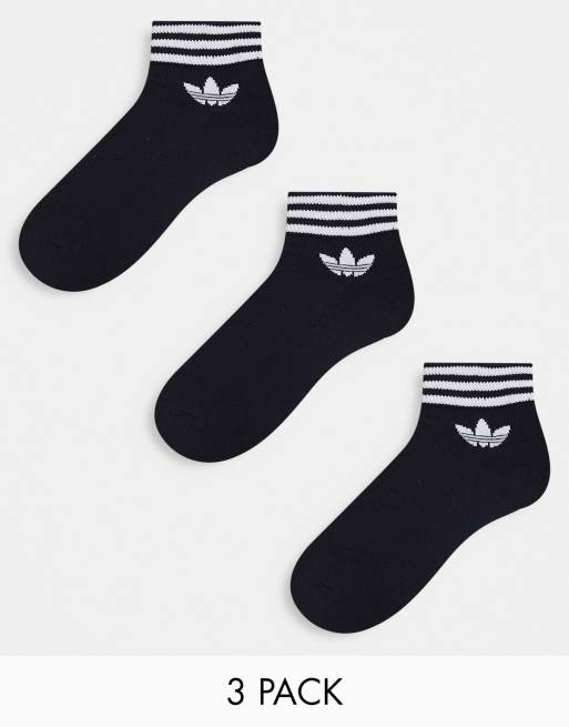 adidas Originals - adicolor - Set van 3 paar enkelsokken in zwart met Trefoil-logo