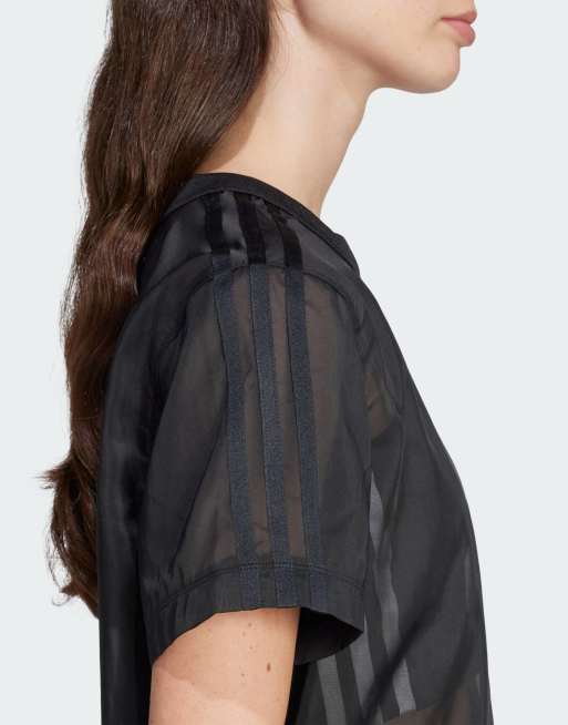 adidas Originals Adicolor sheer 3-stripes tee in black | ASOS