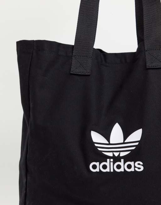 adidas Originals adicolor large logo canvas tote bag in black