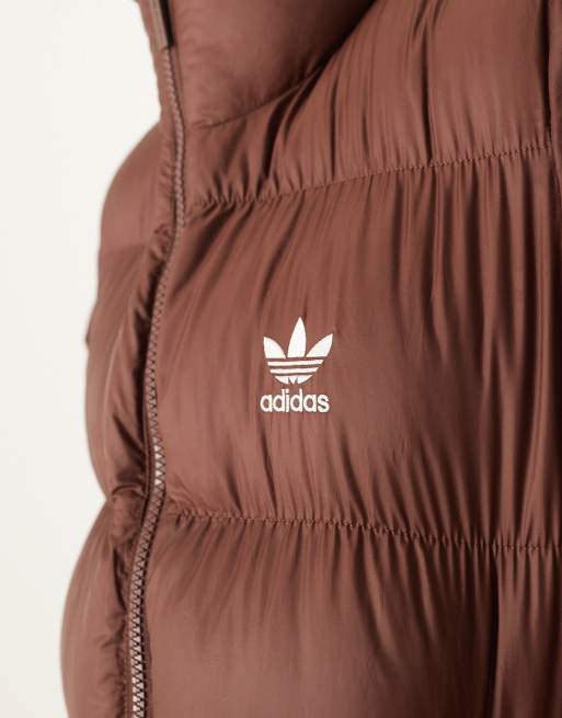adidas Originals Adicolor short puffer jacket in brown