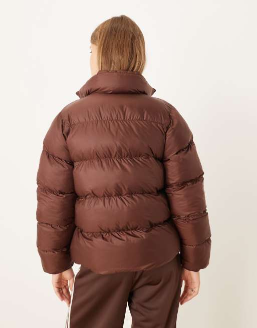 adidas Originals Adicolor short puffer jacket in brown