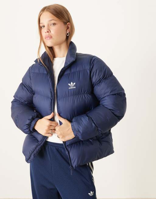 adidas Originals Adicolor short puffer jacket in navy ASOS