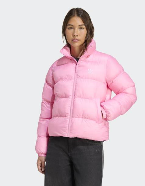 adidas Originals Adicolor short puffer jacket in semi pink glow - view 1