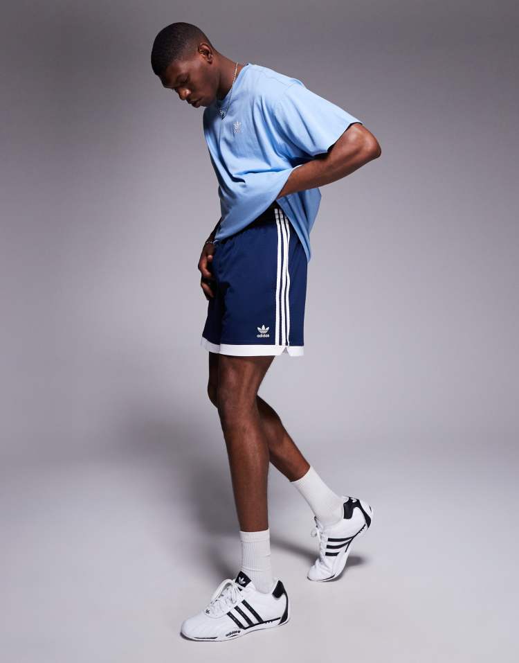 [adidas Originals] adidas Originals Adicolor shorts in night indigo/white-Navy L night indigo/white