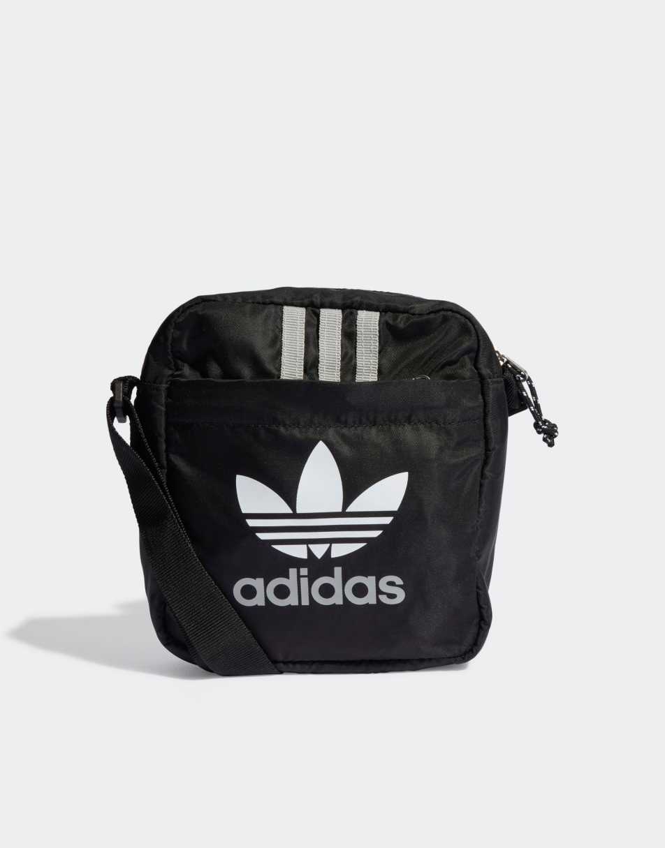 adidas Originals adicolor shoulder bag with 3 stripe detail in black
