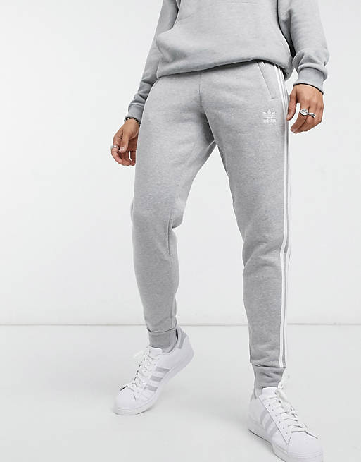 adidas Originals - adicolor - Skinny joggingbroek met 3-Stripes in gemêleerd grijs