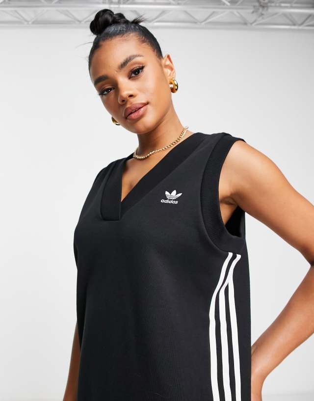 adidas Originals adicolor sleeveless t-shirt dress in black 1