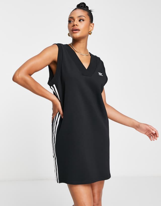 adidas Originals adicolor sleeveless t-shirt dress in black 2