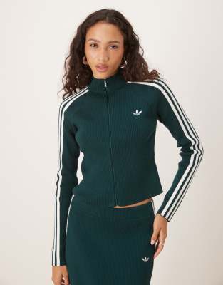 adidas Originals - Adicolor - Slim-Fit-Trainingsoberteil in Efeugrün mit den 3 Streifen