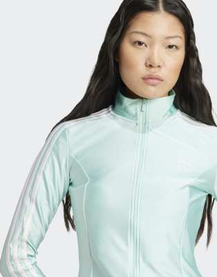 adidas Originals - Adicolor - Slim Fit Trainingsshirt in Semi Flash Aqua mit 3 Streifen-Blau