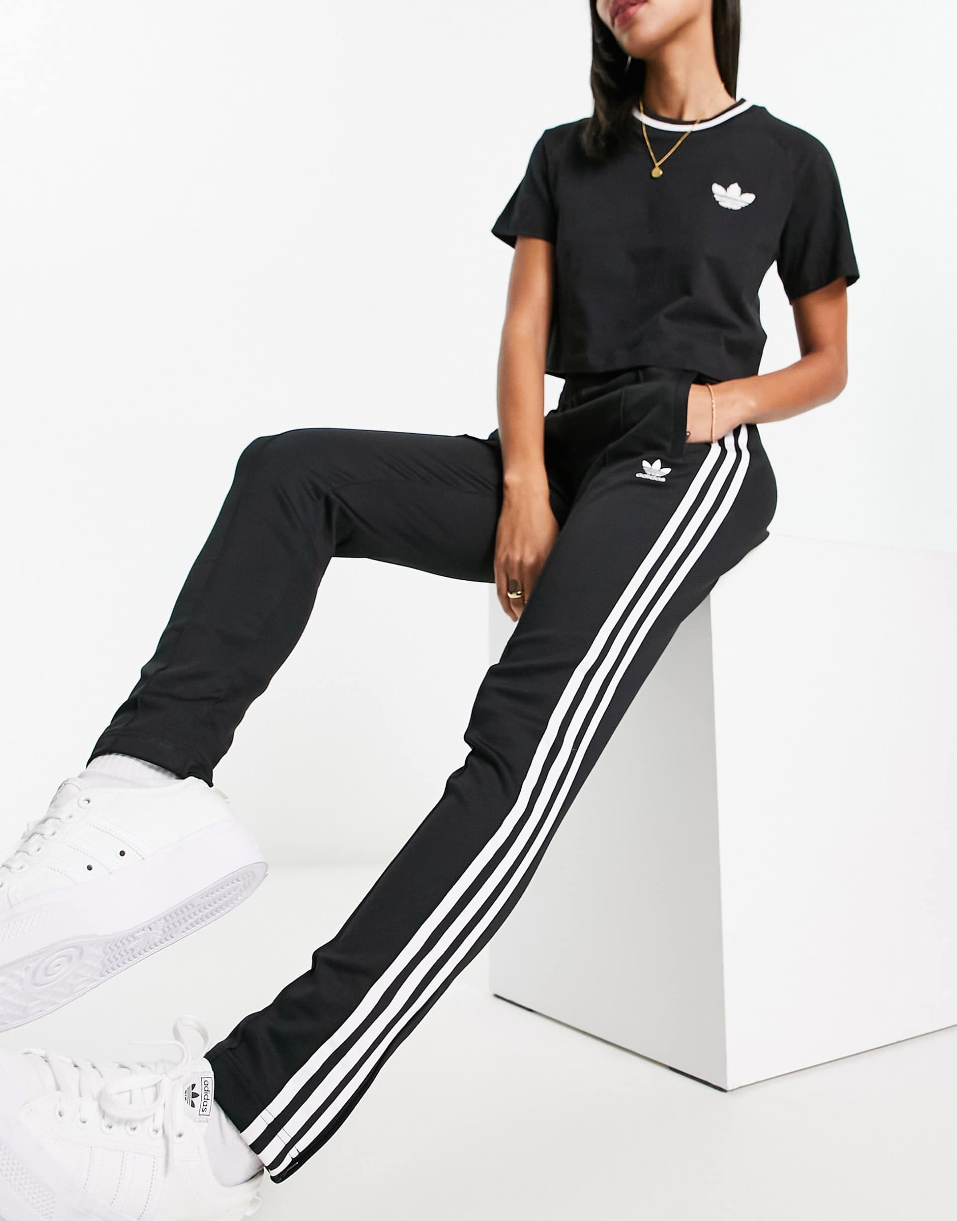 adidas Originals adicolor slim joggers in black